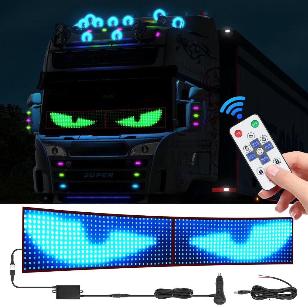 2 Pcs LED Devil's Eye Truck Car Interior Decoration Ambient Light App Control With Remote Custom Text Pattern Lighting 12V 24V