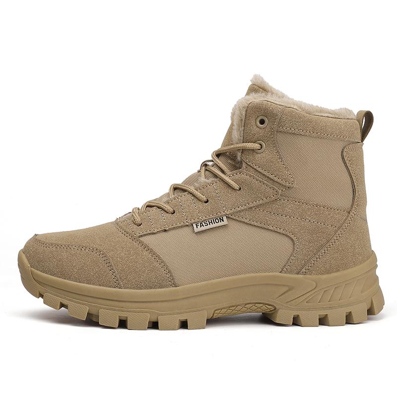 

Winter Snow Boots Men Lace-up Anti-slip Warm Comfortable Plush Ankle Boots Men Casual Soft Breathable Outdoor High-top Boots Men 39 жёлтый