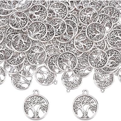 12pcs Diy Heart Tree of Life Stainless Steel Charm Pendant Family Trees Jewelry Bracelet Connector Charms