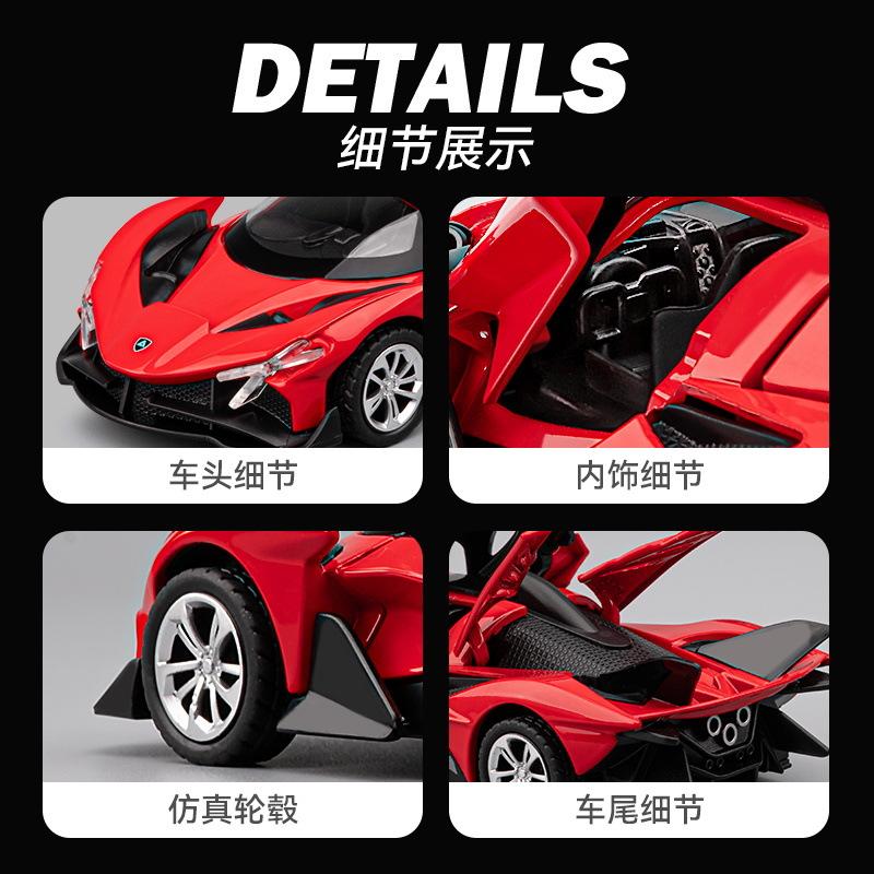 1:36 Apollo EVO Miniatur Spielzeugmodell Supercars Legierung Druckguss Sportwagen Sound Licht Türen Geöffnet Rückzieher für Geschenk