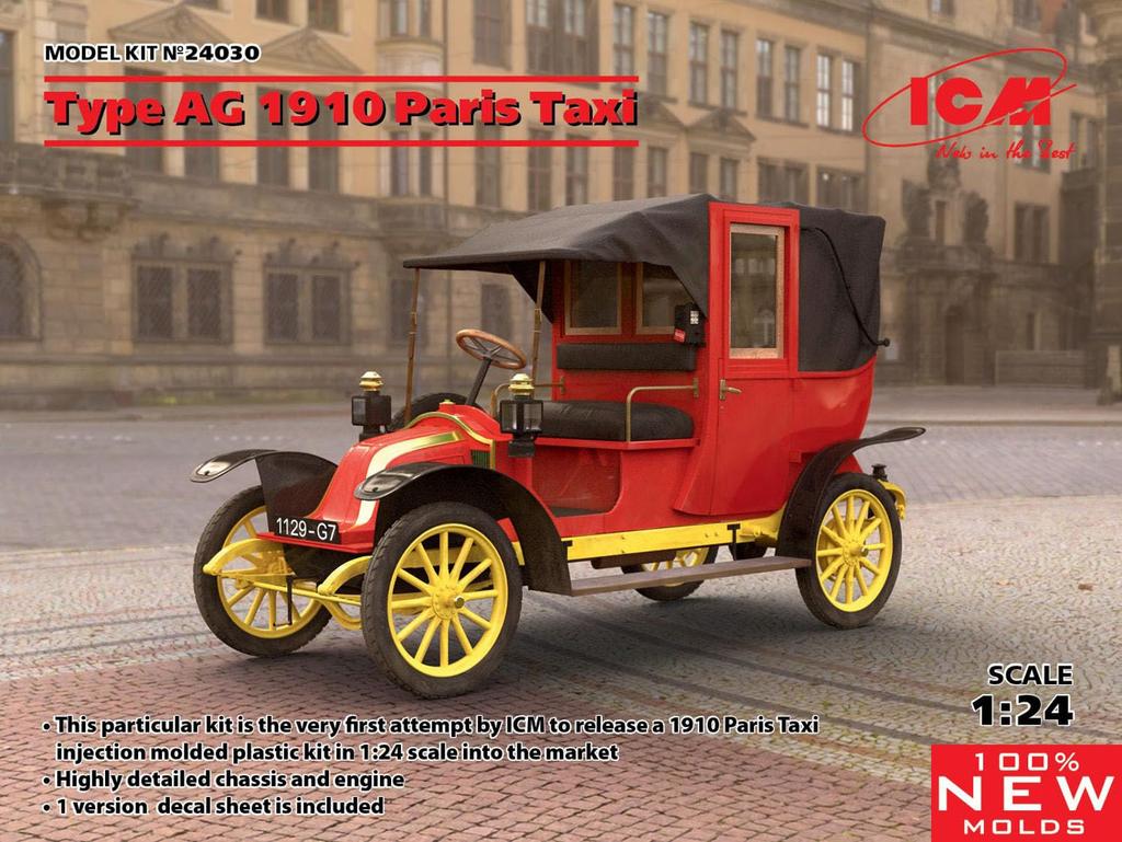 ICM 1/24 Scale Renault Type AG 1910 Taxi Plastic Model 24030