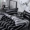 Bonenjoy Black And White Colo Striped Bed Cover Sets Single/Twin/Double/Queen/King Quilt Cover Bed Sheet Pillowcase Bedding Kit