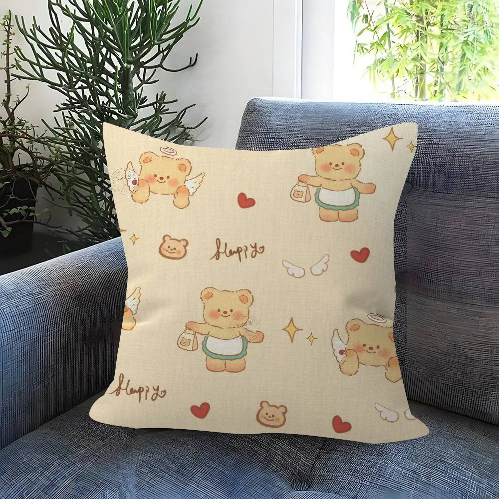 Cute Cartoon B-Butterbear Pillowcase Toon Gift Cushion Cover Bedroom Home Sofa Chair Seat Decor Pillow Case
