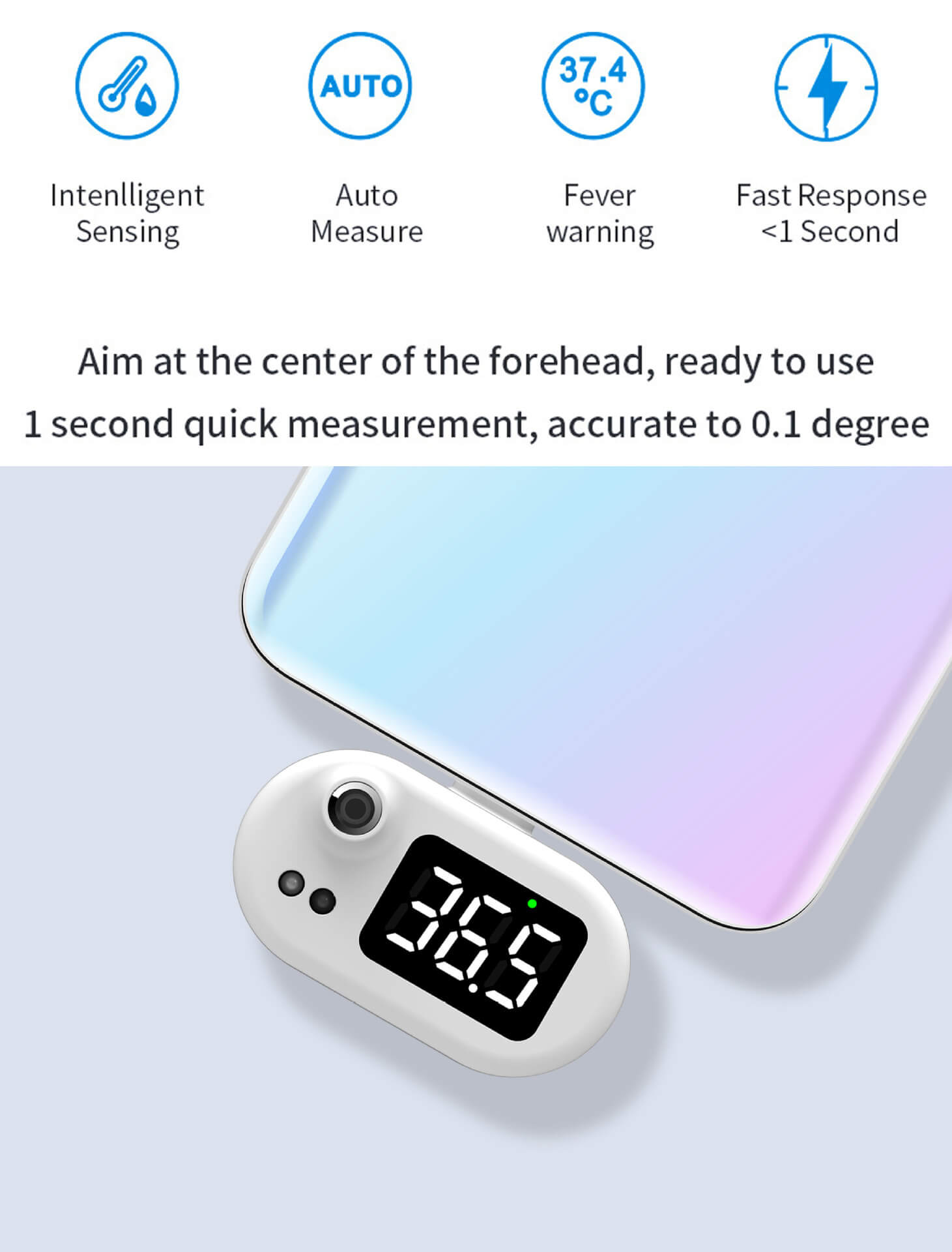 Ultimo Gadget USB Termometro Digitale da Esterno Mini Termometro per Cellulare Infrarossi Senza Contatto Portatile Misuratore di Temperatura