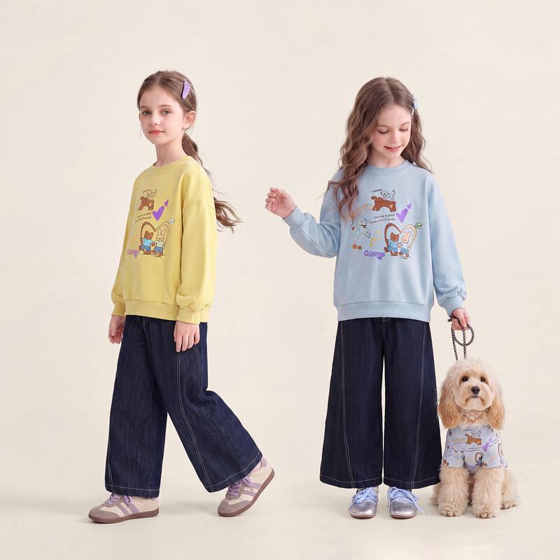 JELLYBABY Girls' Cartoon Animal Sweatshirt and Jeans Set
