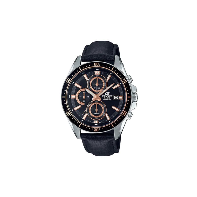 

Casio EDIFICE simple casual fashion watch Japanese and Korean watch men s watch black quartz movement leather strap Japanese and Korean EFR-S565L-1AV чорний