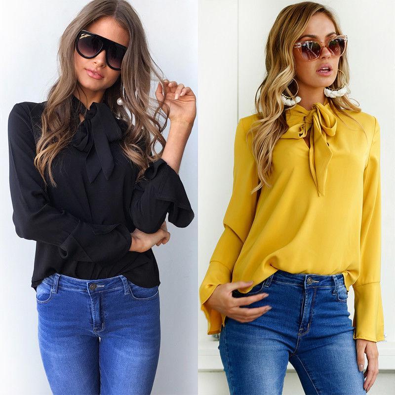 Solid Color Ladies Casual Tops Women Summer Loose Top Long Sleeve Blouse For Daily Wear