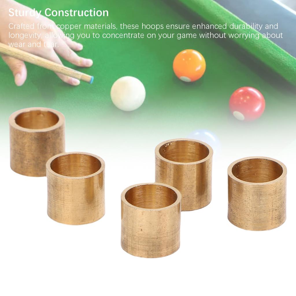 5PCS Billiard Cue Tip Copper Hoops 10.2mm Billiard Replacement Ferrule Snooker Pool Cue Tips for Cue Stick