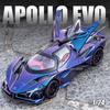 1:24 Skala Apollo EVO Spielzeugmodell Sportwagen Legierung Druckguss IE Supercars Rückziehfunktion Türen zu öffnen Geräusch Licht Ornament Auto Spielzeug Geschenk