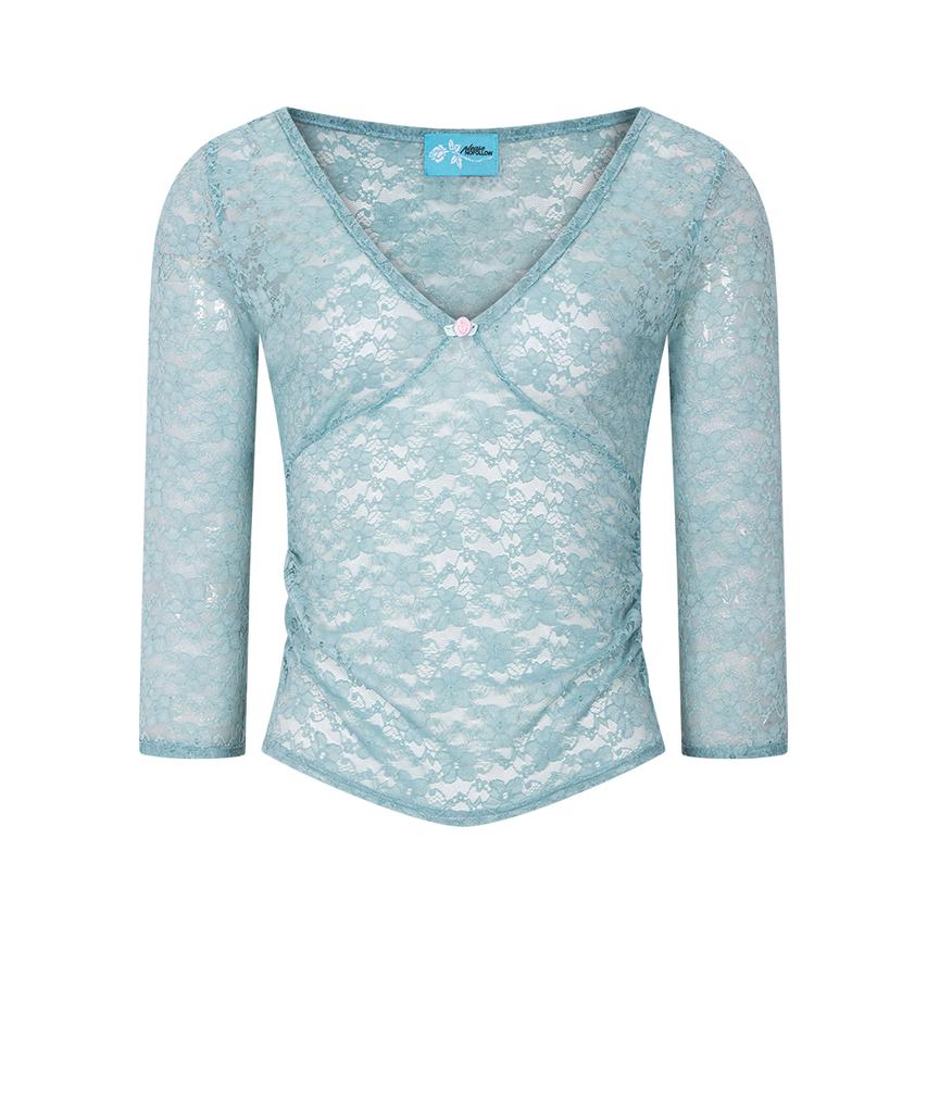 Peullijeunopallou Paige Long Sleeve Lace Top (Mint)