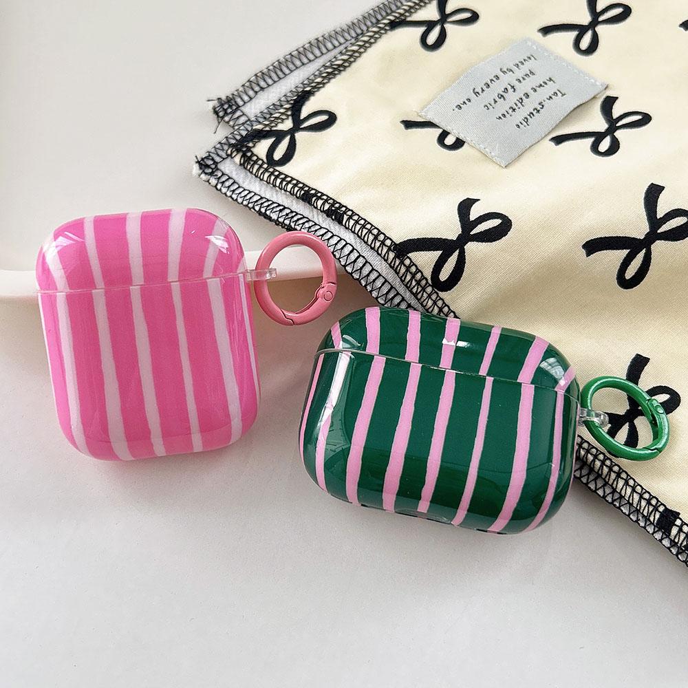 Dopamine Simple Collision Stripes Splicing Soft Earphone Case For AirPods 4 Cover For AirPods 1 2 3 Pro 2 2nd