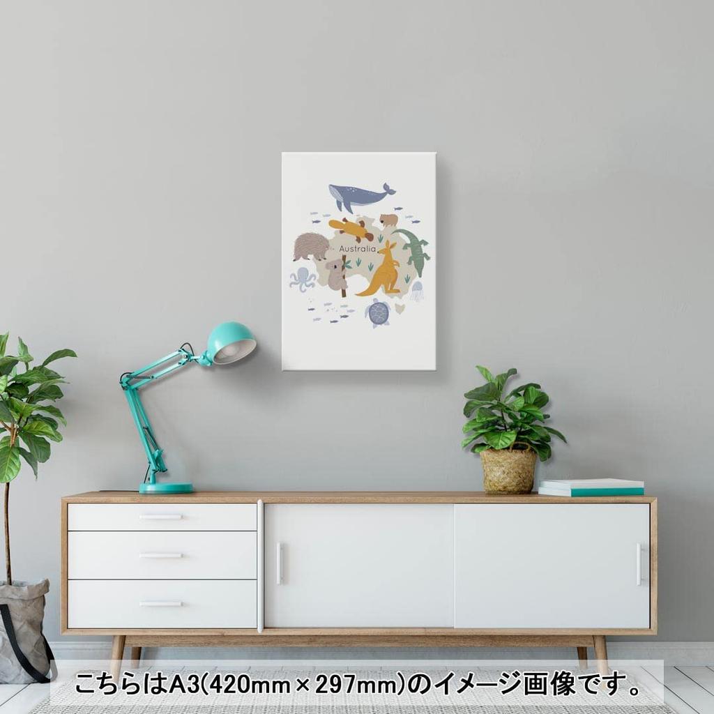 Art Panel Painting Decoration igsticker 420mm x 297mm A3 Photo Wall Hanging Wooden Frame Interior Stylish 019965 Animals Australia Map