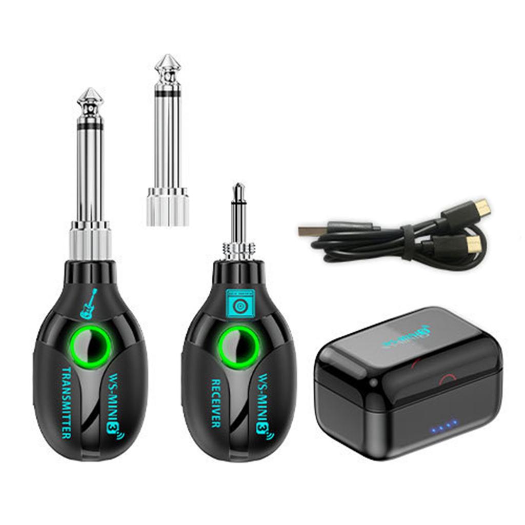 2.4GHz Guitar Wireless System Guitar Transmitter Receiver Rechargeable Digital Guitar System Cordless Guitar Jacks Lead