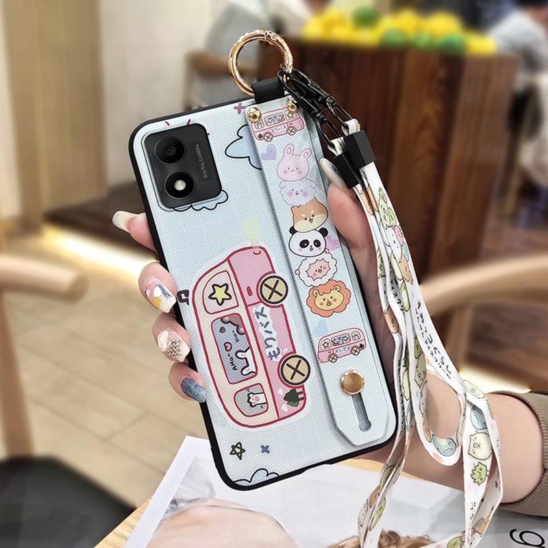 Cute Fashion Design Phone Case For TCL 305i Waterproof Kickstand Silicone Wrist Strap Wristband Cartoon Protective Ring
