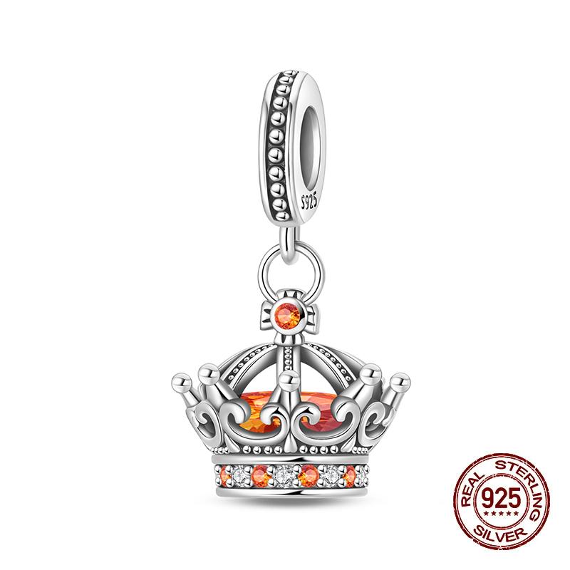 Sparkling Copper Charms Princess Crown Pendant Fit Original Bracelets Diy Women Necklace Jewelry Birthday Gifts
