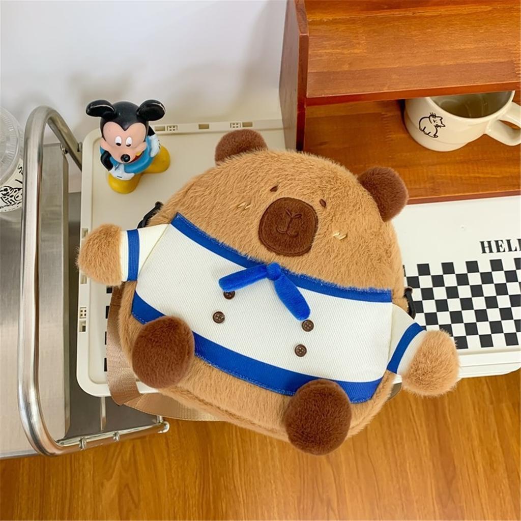 Cartoon Capybara Plush Doll Backpack Capibala Furry Crossbody Bag Children’s Holiday Gift