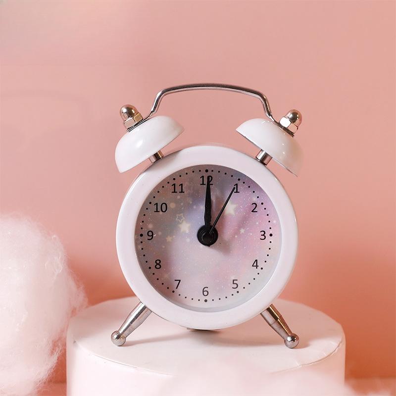 Creative children's alarm clock on the head of the student's bedside cute cartoon silent simple bedroom mini loud table alarm clock