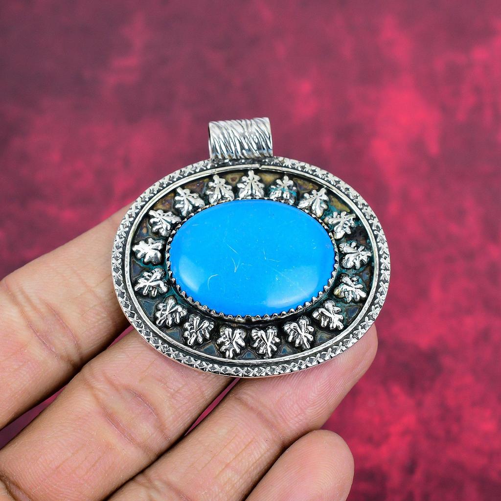 Sleeping Turquoise 925 Solid Sterling Silver Pendant, Handmade Gemstone Pendant Jewelry, Gifts For Wife Brand New Pendant