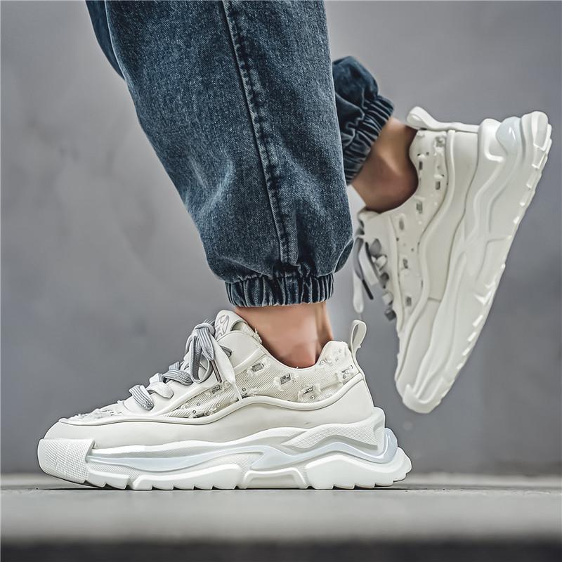 

Модне літнє 2024 року Нове низьке зручне взуття на товстій підошві на підвищенні Повсякденне біле модне чоловіче взуття 44 білий