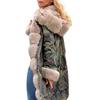 Womens Faux  Winter Jacket  Hooded Coat Fishtail Long Sleeves Overcoat