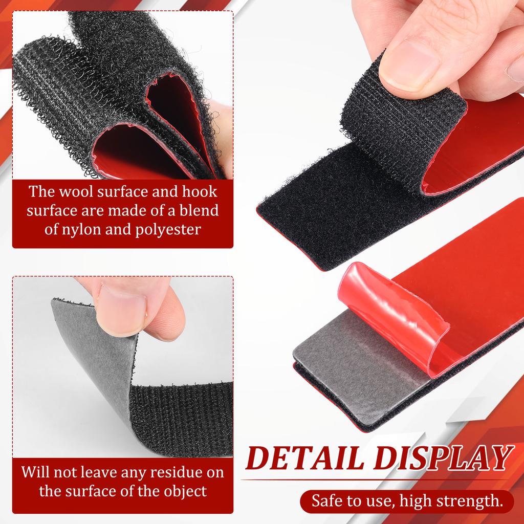 46 Pairs Hook and Loop Strip Set with Sticky Back Picture Hanging Strip Double Sided Sticky Pad Damage Free Removal for Glass