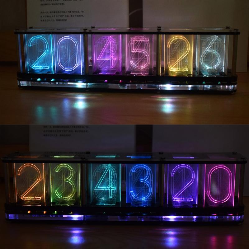 Imitate Full Color RGB Glow Tube Clock LED Music Spectrum DIY Kits Decoration Gift Night Light Atmosphere Light