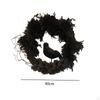 40cm Halloween Front Door Wreath Black Rose Handmade Decorative Versatile Decoration for