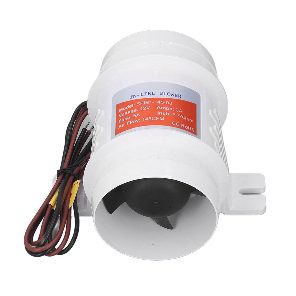 In Line Air Blower 3in 145CFM 12V High Efficiency Marine Bilge Blower for Boat RV Yacht