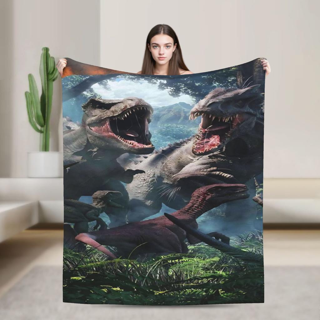 Dinosaur World Blanket Quality Super Warm Jurassics Park Throw Blanket Winter Girls Boys Living Room Fashion Bedspread