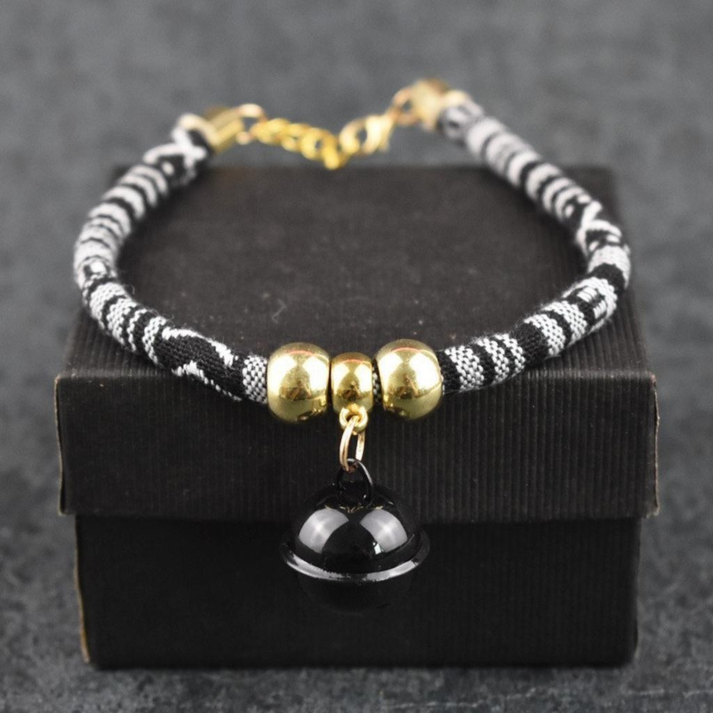Collar with Bell is Bohem, Beads for Girls and Boys Cats,Small Breed Dogs Cord Accessory with Charm tip