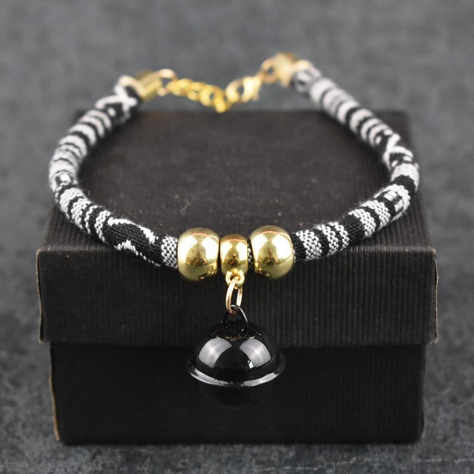 

Collar with Bell is Bohem, Beads for Girls and Boys Cats,Small Breed Dogs Cord Accessory with Charm tip one size