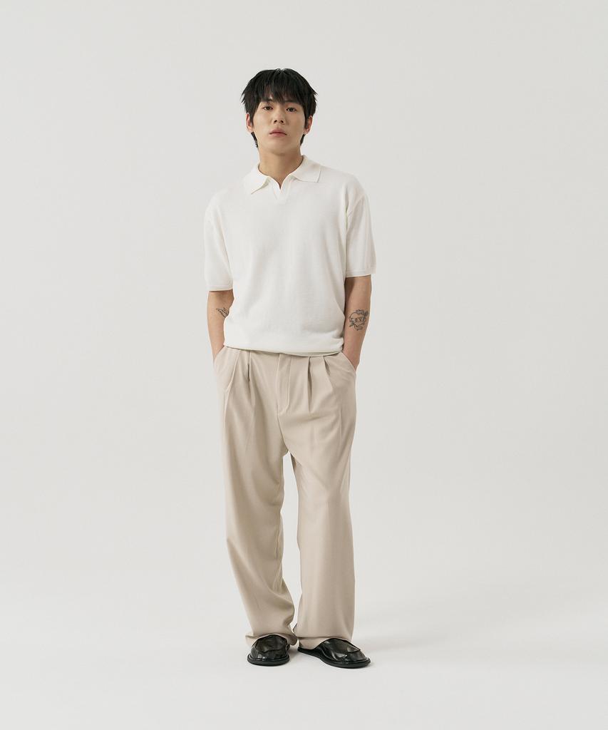 GNOK Silk Collared Short Sleeve Knit [Ivory]