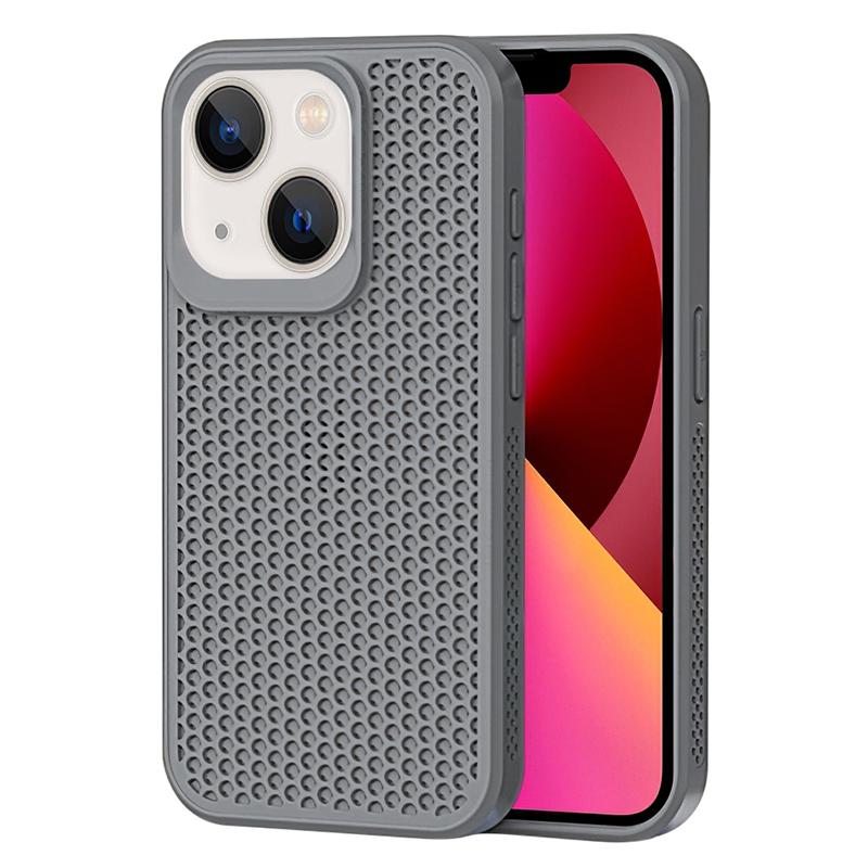 

For iPhone 13 Phone Case PC+TPU Heat Dissipation Hollow Cover Mobile Accessories Wholesale Grey