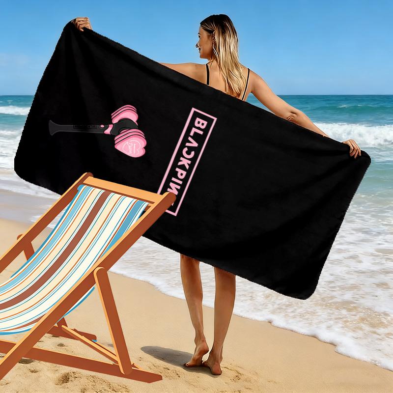 Blackpink Heartbeat Glow Beach Towel Beach Towel for Vacation Photos Portable for Travel Outdoor Pool Towel Absorbent Bath Towel Swim