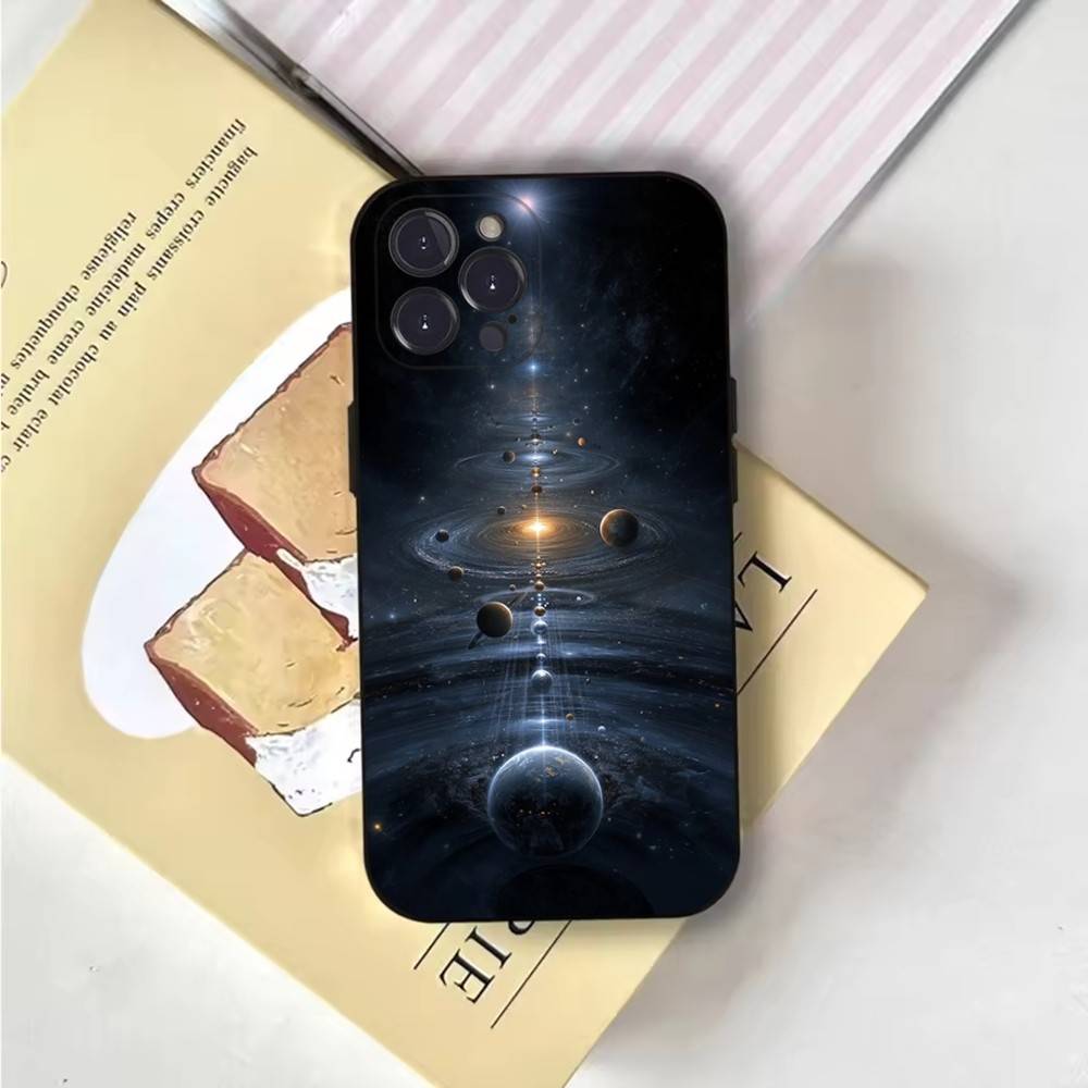 Space For Galaxy Universe Phone Case For iPhone 6,17,16,15,14,13,12,11 Plus,Pro Max,XS,X,XR,SE,Mini,8,Soft Silicone Black Cover