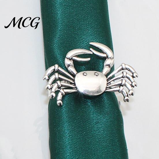 Fade Resistant Napkin Rings Crab Ring, Reusable Metal Holder, Coastal Sea Life Holder for Summer Gatherings Beach House Parties Wedding Decor