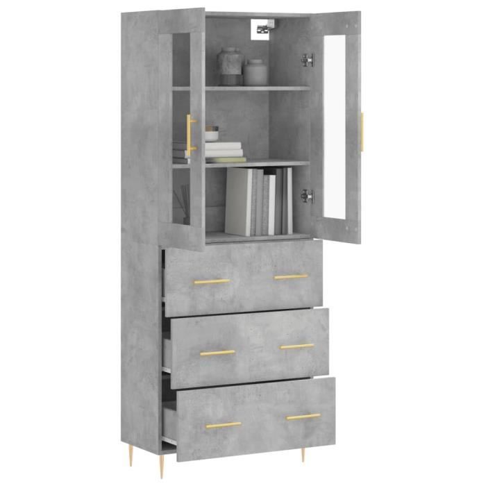 VidaXL Highboard Concrete Grey 69.5x34x180 Cm Engineered Wood 3198397