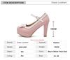 Fashion Spring Autumn Lolita Wedding Shoes For Woman Platform High Heels Mary Janes Shoes Sweet Heels Buckle Strap Dress Shoe Size34-48