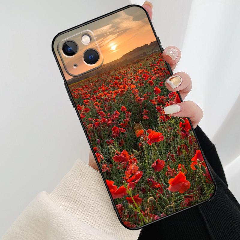 Red Corn Poppy Flower Phone Case For iPhone 17 Pro Max 16 15 14 11 12 13 Pro Max mini 15 16 Plus 16e 17 Air Cover