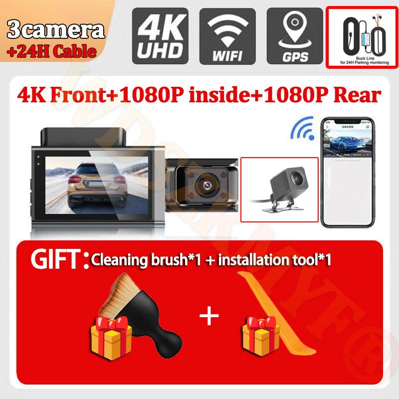 2/3Channel UHD 4K Dash Cam for Cars 24H parking monitor Car DVR WIFI GPS APP Video Recorder Camera for Vehicle  Car Accessories