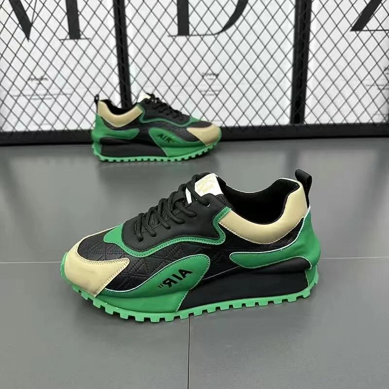 ModeMode Läder Canvas Man Man Casual Skor Lyxiga Herr Sneakers Höjdökande Plattformssula Skor för Män