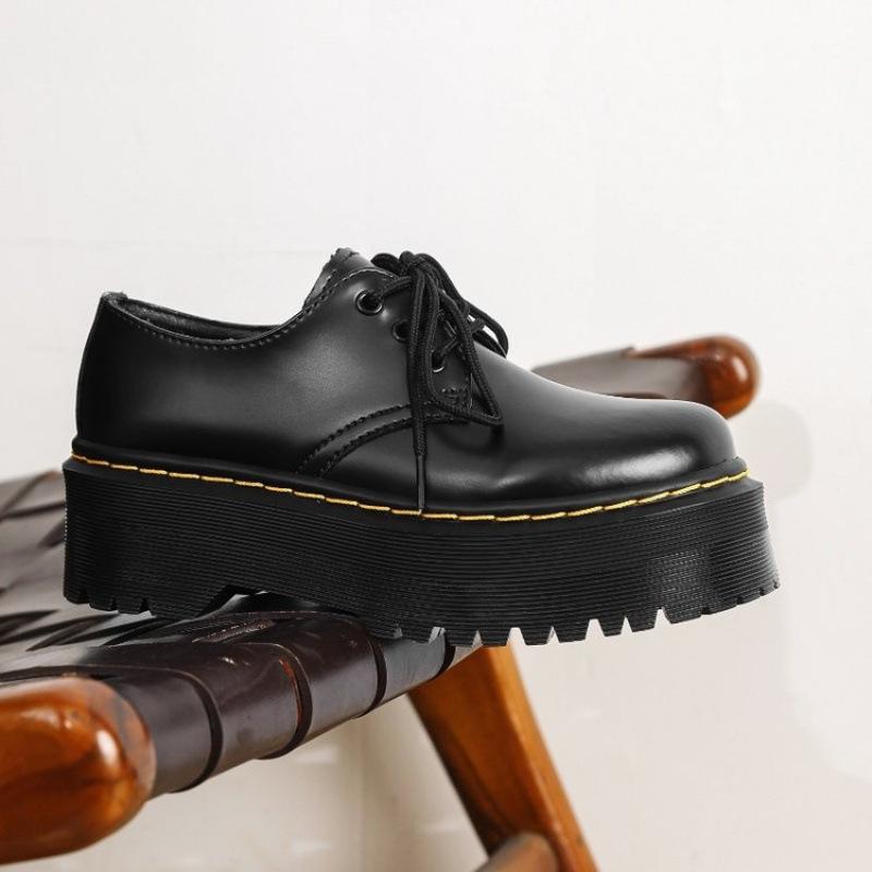 Small Leather Shoes Women's Black Platform Martin Boots 2025 New British Style Shoes Spring and Summer Academy Style