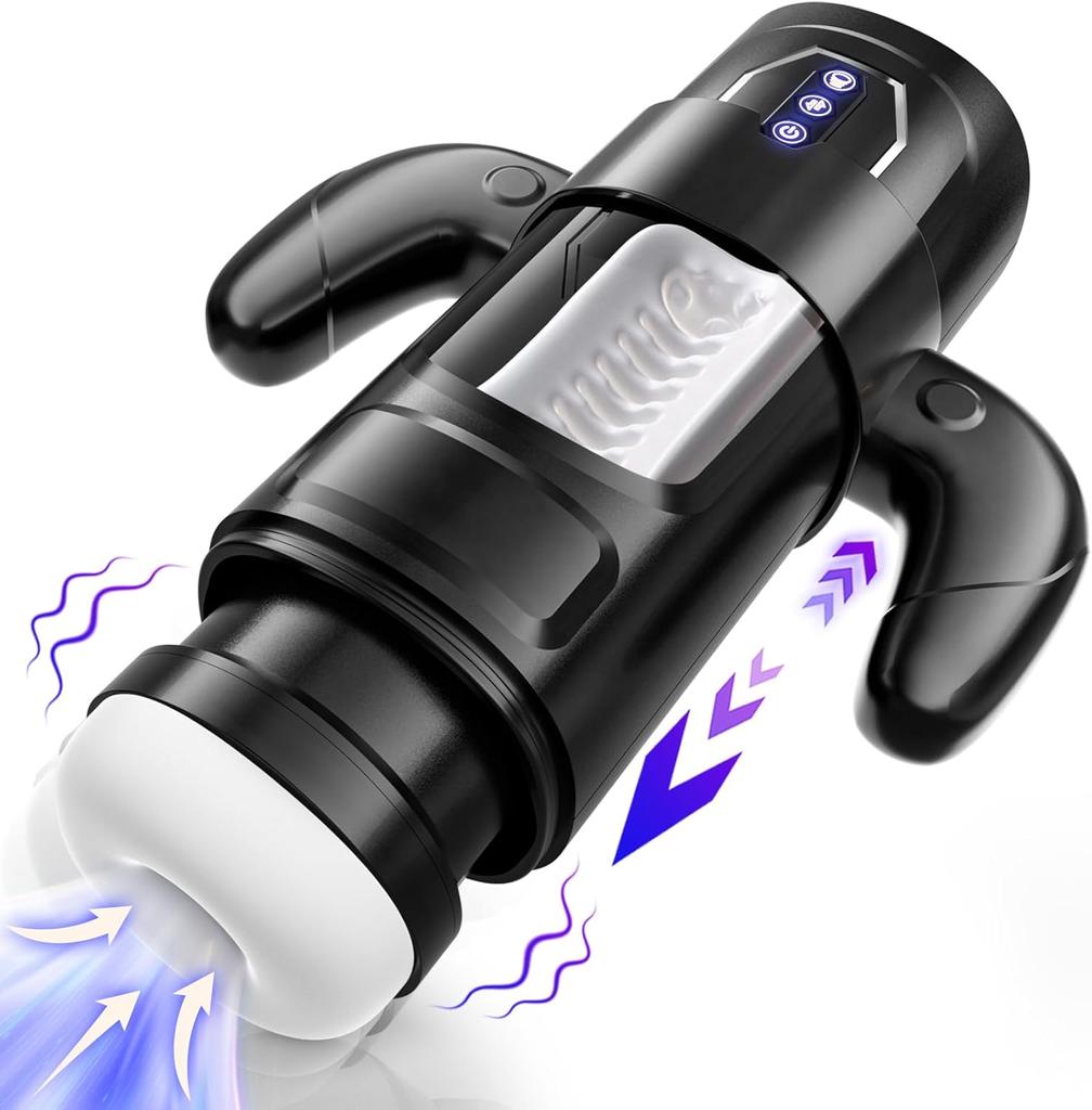Giocattoli sessuali elettrici maschili con 6 funzioni di inserimento e 3 di suzione, tazza di masturbazione maschile con suzione automatica con manico Masturbatore maschile