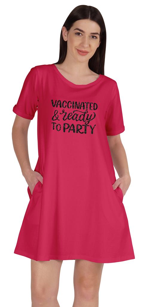 Inkmeso Vaccinated & Ready To Party T-Shirt Casual Scoop Neck Tunic With