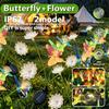 Solar Butterfly Flower Lights, Fiber Optic LED Garden Stake Lamps, Waterproof Outdoor Decor for Yard Lawn Patio, Colorful & Warm White 2 Pack