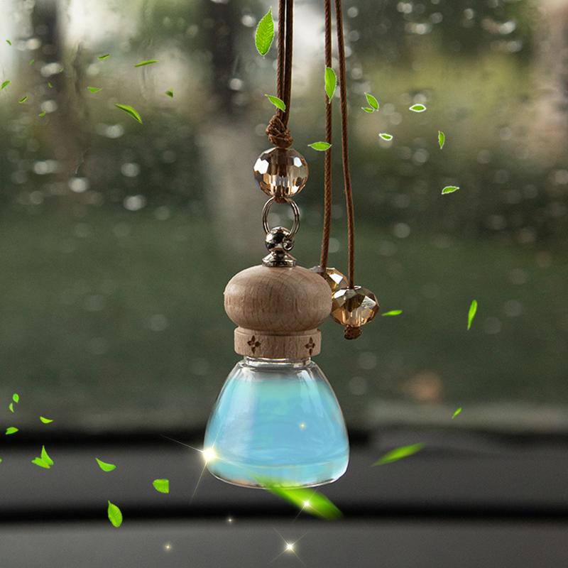 1PC 8ml Hanging Car Air Freshener Diffuser Empty Pendant Perfume Aromatherapy Bottle Clear Glass Refillable Car Ornament