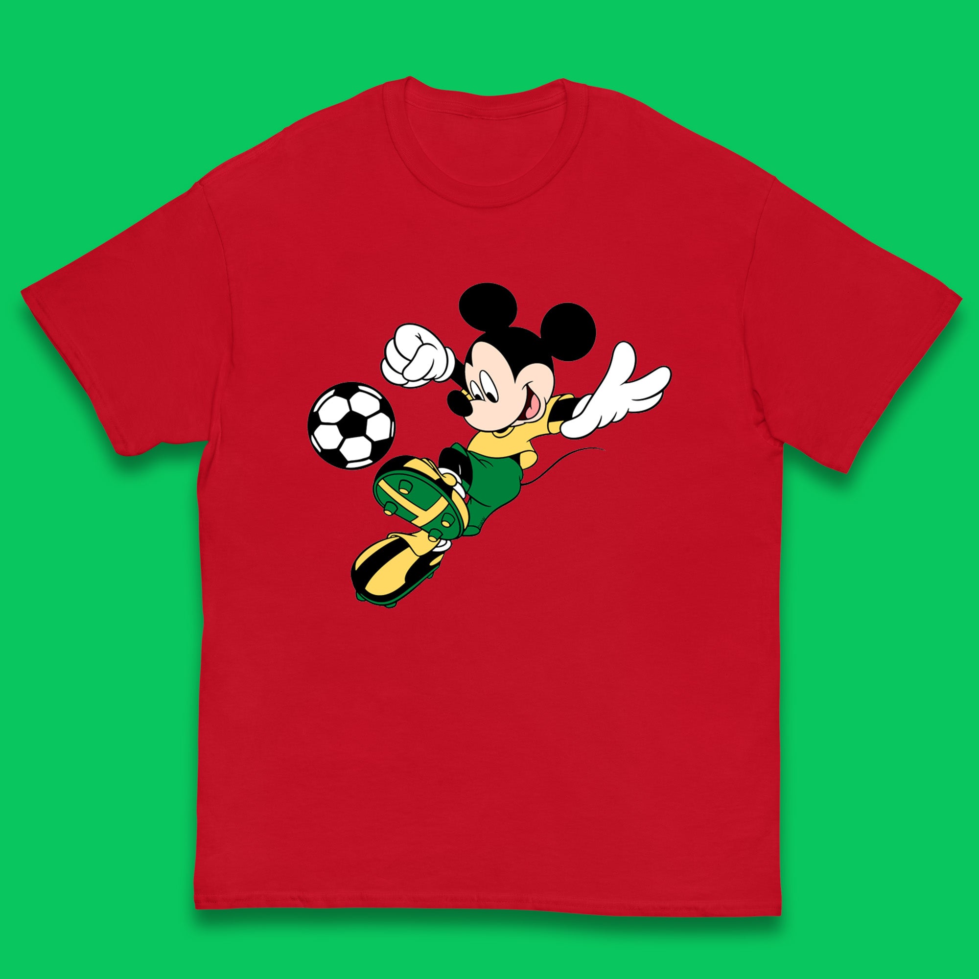 Mickey Mouse Kicking Football Soccer Player Disney Cartoon Mickey Soccer Player Football Team Kids T Shirt 140