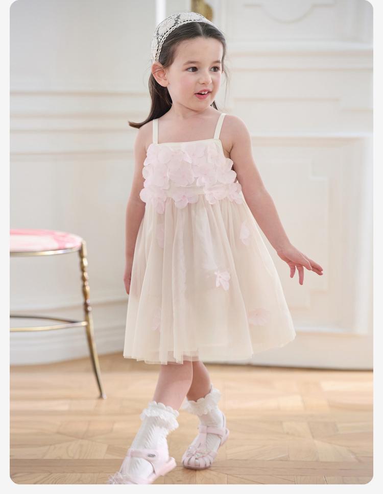 Davidella Girls' Flower Strap Skirt Summer Dress