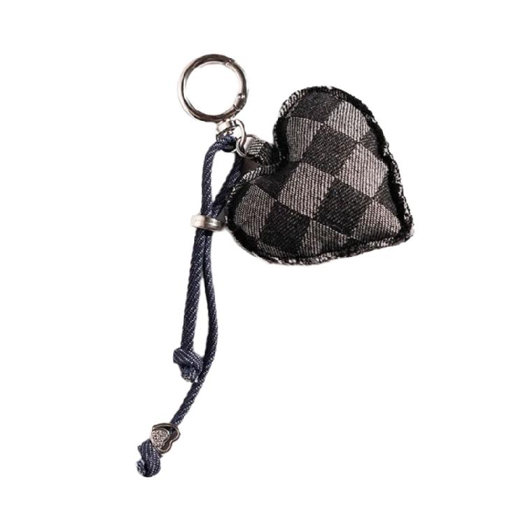 Charming Denims Heart Keychain Cute Design Sturdy Fabric Perfect For Keyrings Bags Gift Giving