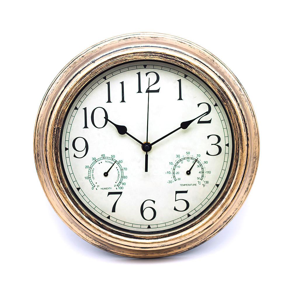 Retro Waterproof Clock With Display Thermometer And Hygrometer For Use Indoor